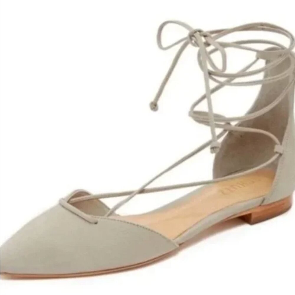 Schutz neida grey pointed toe lace up ballet flats - Picture 2 of 9